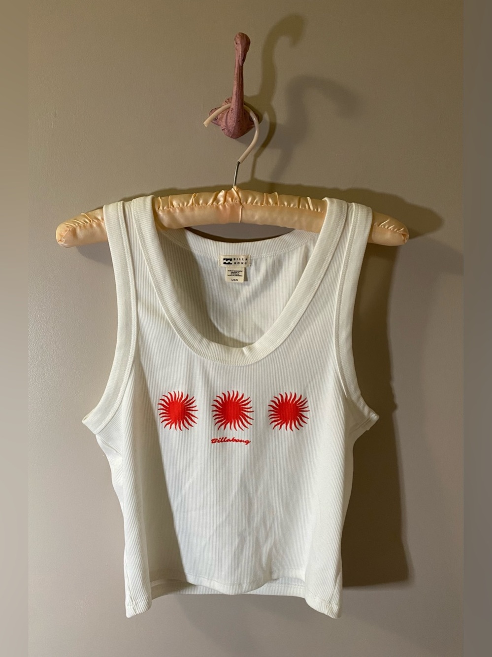 Billabong White Ribbed Tank Top